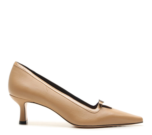 Beige Bon ton Vicenza pump kitten heel
