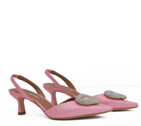 Slingback Agata rosa tacco basso