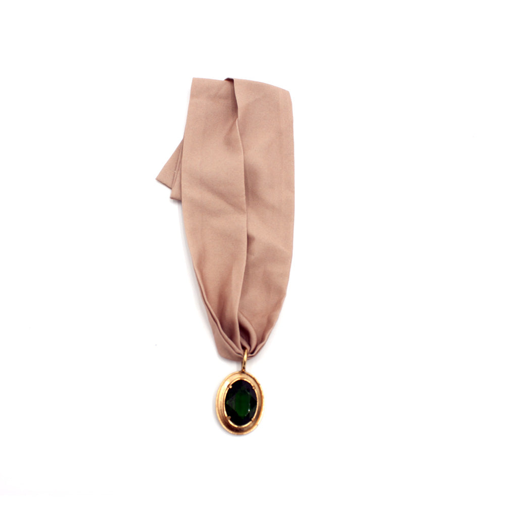 Foulard di tessuto beige con cristallo