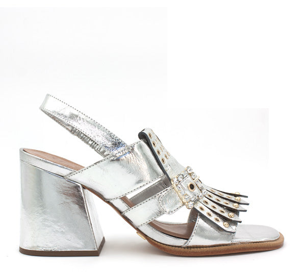 Silver Vicenza sandal block heel