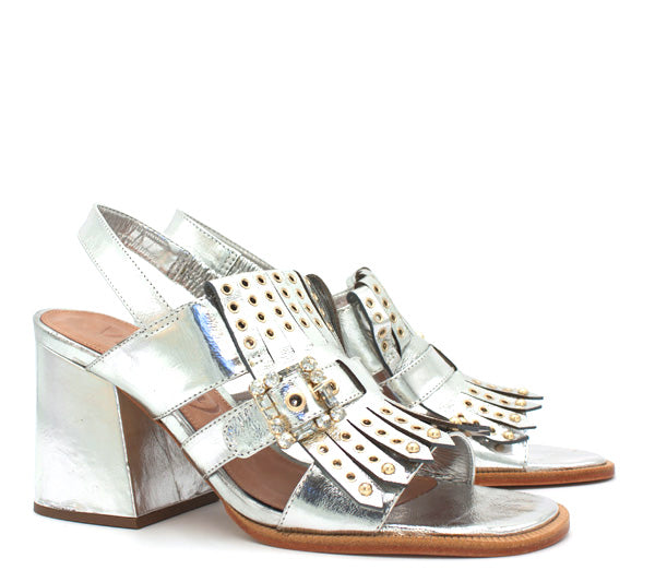 Silver Vicenza sandal block heel