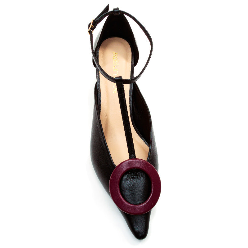 Lia scarpa spezzata red Hoop in pelle nera Miss Unique
