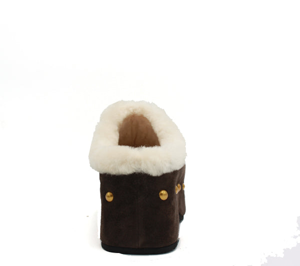 Carola in suede coffee con interno in pelo