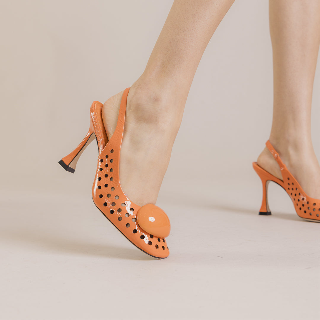 Slingback Margot Arancio Vicenza tacco alto