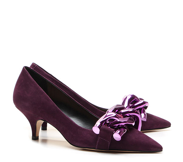 EMILY: PURPLE PUMP - KITTEN HEEL