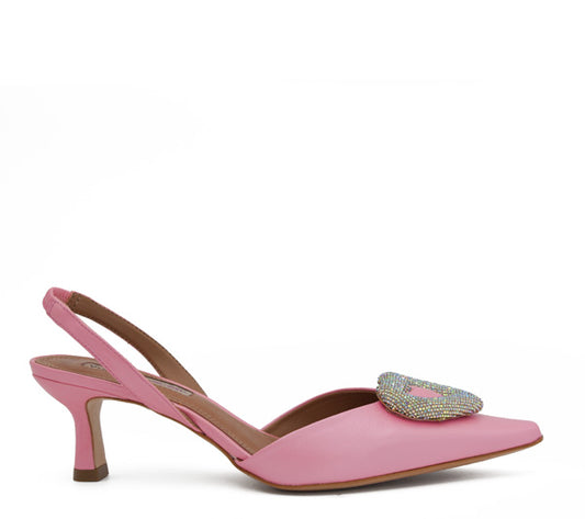 Slingback Agata rosa tacco basso