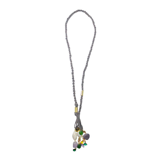 Collana intrecciata blu e minerali