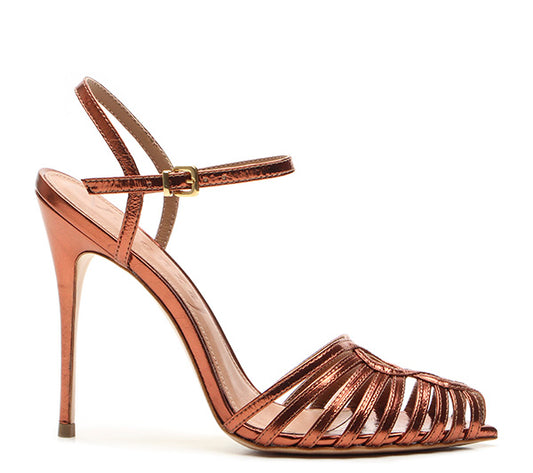 Vicenza - high heel leather bronze sandal