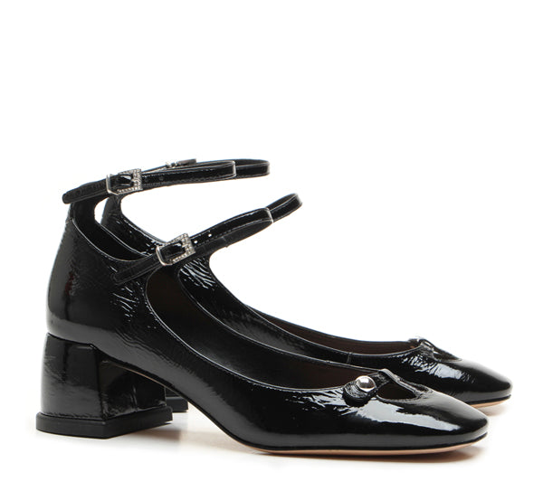 Black Vicenza Mary Jane block heel