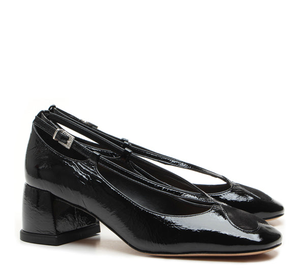 Black Vicenza pump block heel
