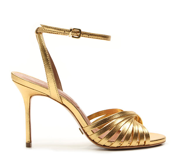 Vicenza - high heel leather gold sandal 