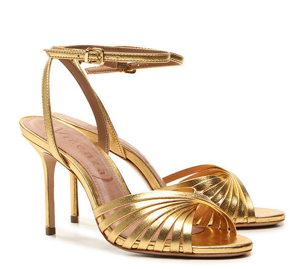 Vicenza - high heel leather gold sandal 
