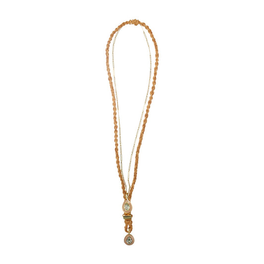Collana intrecciata beige con cristalli