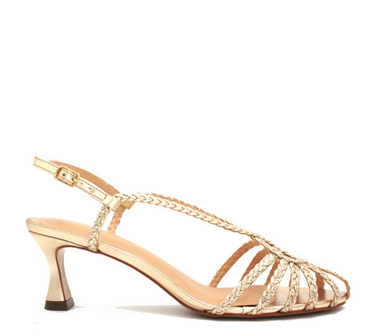 Sandalo Miss Unique oro tacco medio