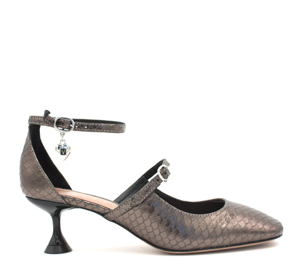 Pewter mid heel Vicenza shoe