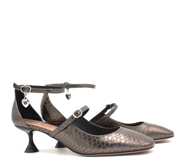 Pewter mid heel Vicenza shoe