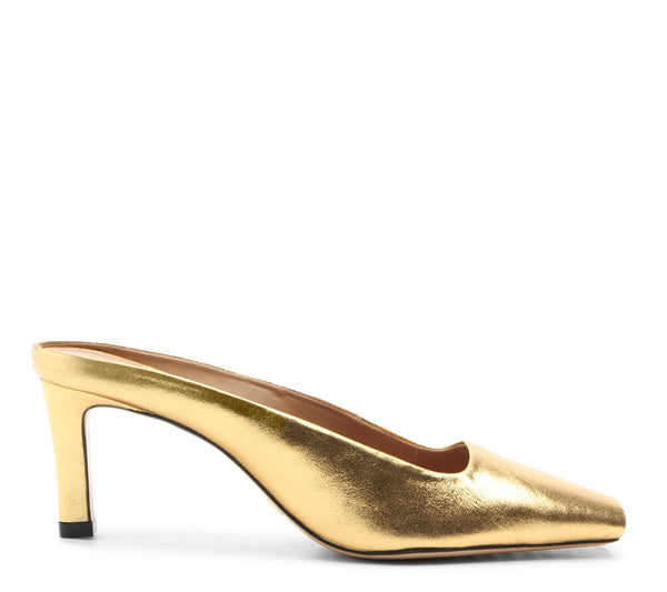 Gold open toe Vicenza mule