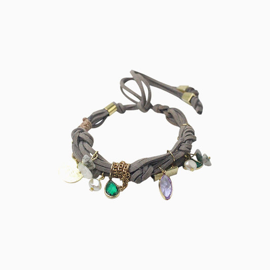 Bracciale intreccio camoscio con criistalli