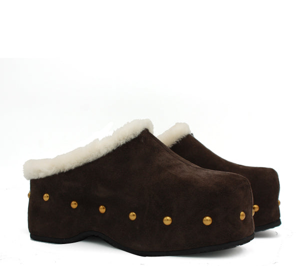 Carola in suede coffee con interno in pelo