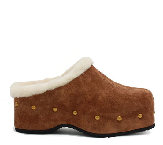 Carola in suede cammello con interno in pelo