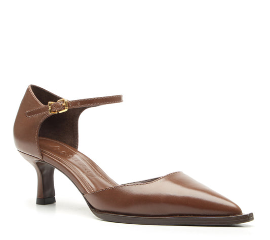 Brown Vicenza kitten heel shoe