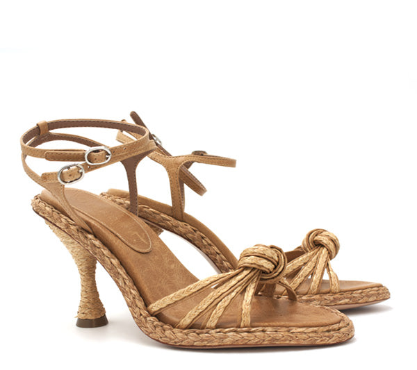 Vicenza sandal leather and straw