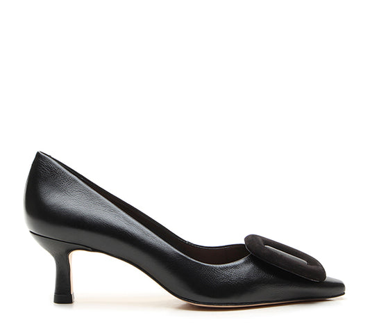 GRACE: BLACK PUMP - KITTEN HEEL